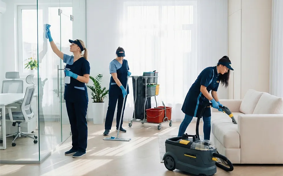 Комплекснаяуборкадля бизнеса Ежедневное обслуживание офисови коммерческих помещений. Обеспечиваем безупречныйпорядок.